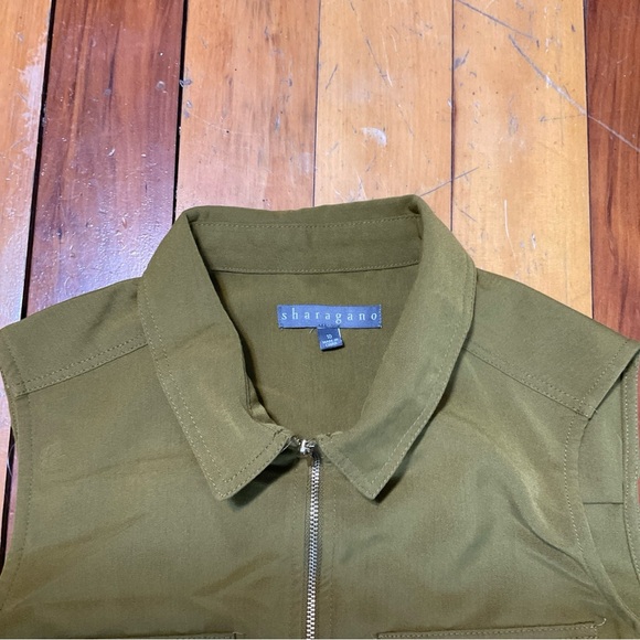 Sharagano Olive Green Size 10 Knee Length Sleeveless Dress - Picture 3 of 6